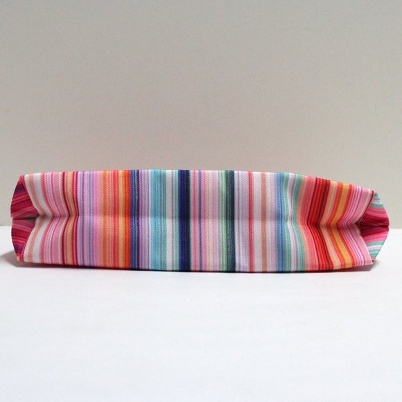 Clinique Makeup Accessory or Travel Bag - Vertical Stripes & Bright Pink Lining - Picture 3 of 13
